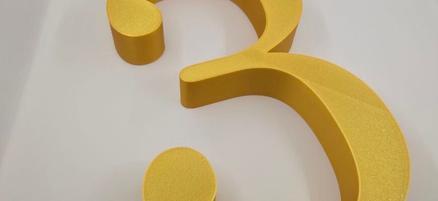 3D Printing Service — Number '3' — Decorative item — PLA or ABS — FDM — Miami, Florida