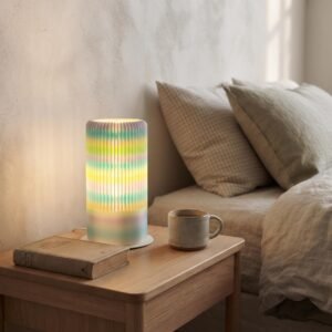Pastel Rainbow Pleated Cylinder Lamp - 3D Printed Ambient Light