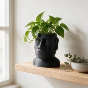Moai Head Planter - 3D Printed Easter Island Statue Succulent Pot