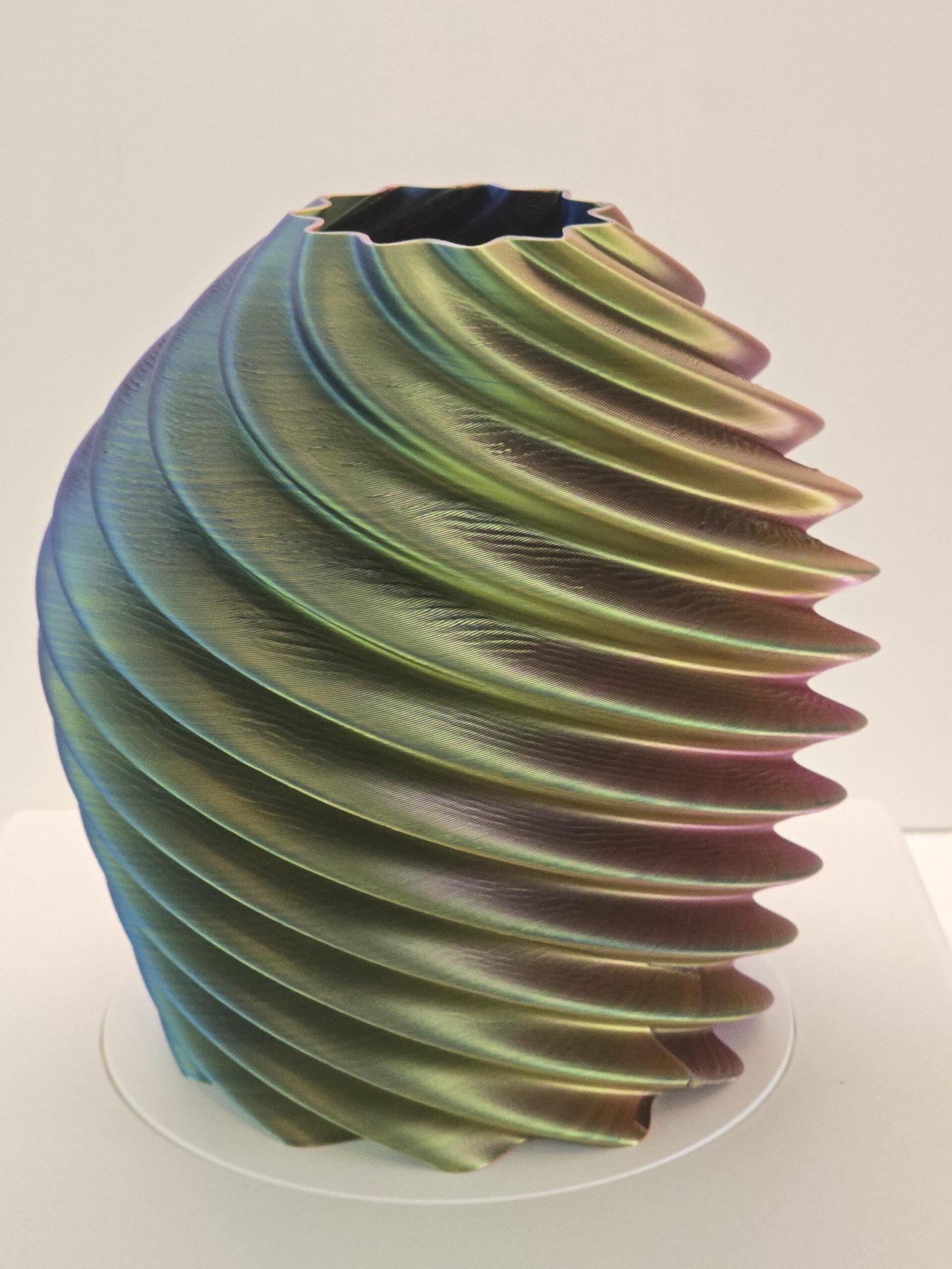 Rainbow Swirl Vase - 3D Printed Wave Spiral Multicolor Silk Gradient Decor