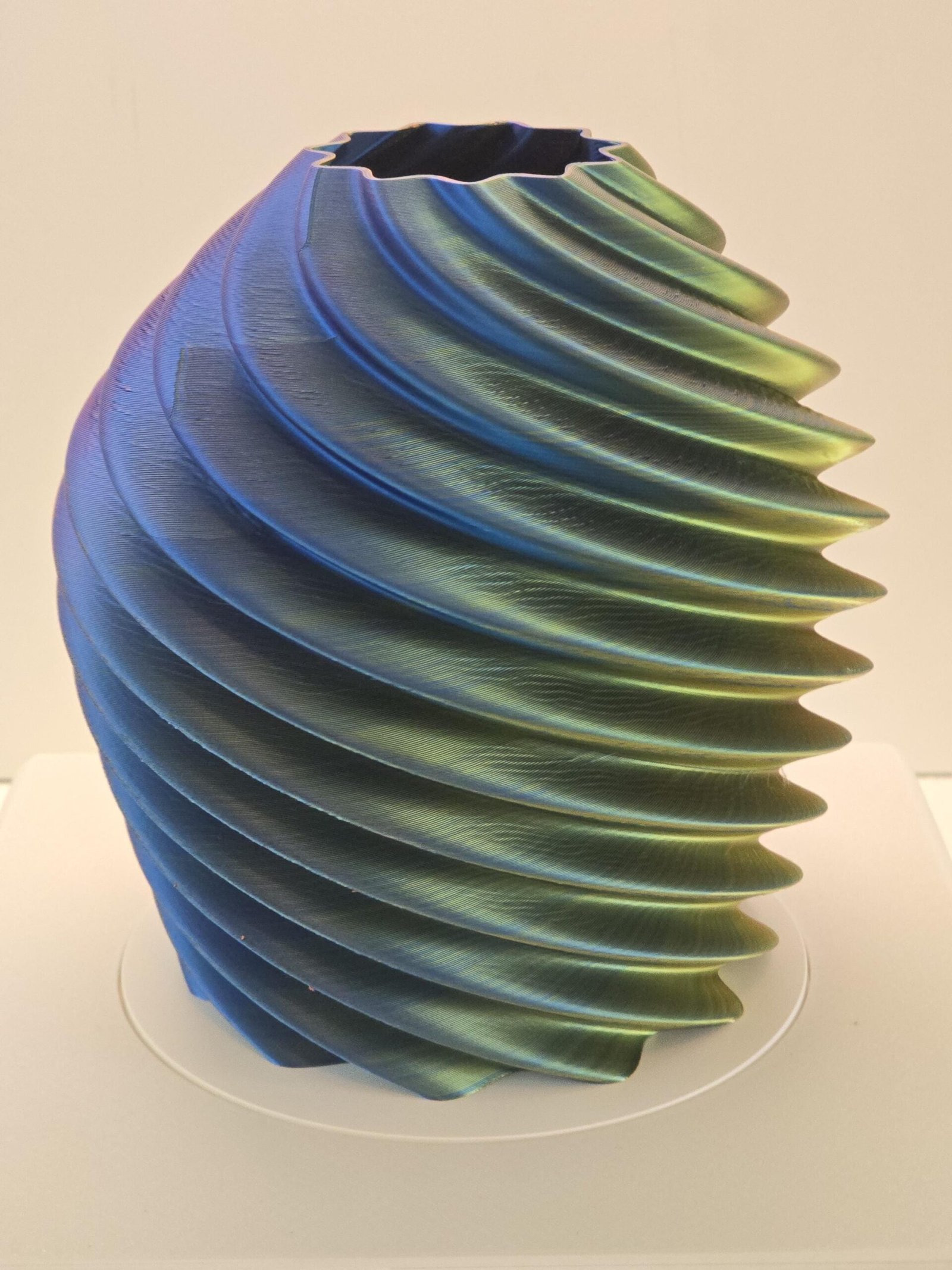Rainbow Swirl Vase - 3D Printed Wave Spiral Multicolor Silk Gradient Decor