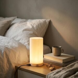 Cylinder Bedside Lamp - 3D Printed Warm White Ambient Minimalist Light