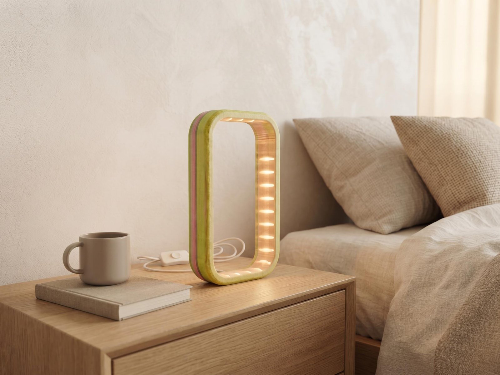 3D Printed Loop Table Lamp - Warm Ambient Bedside Light Modern Minimalist