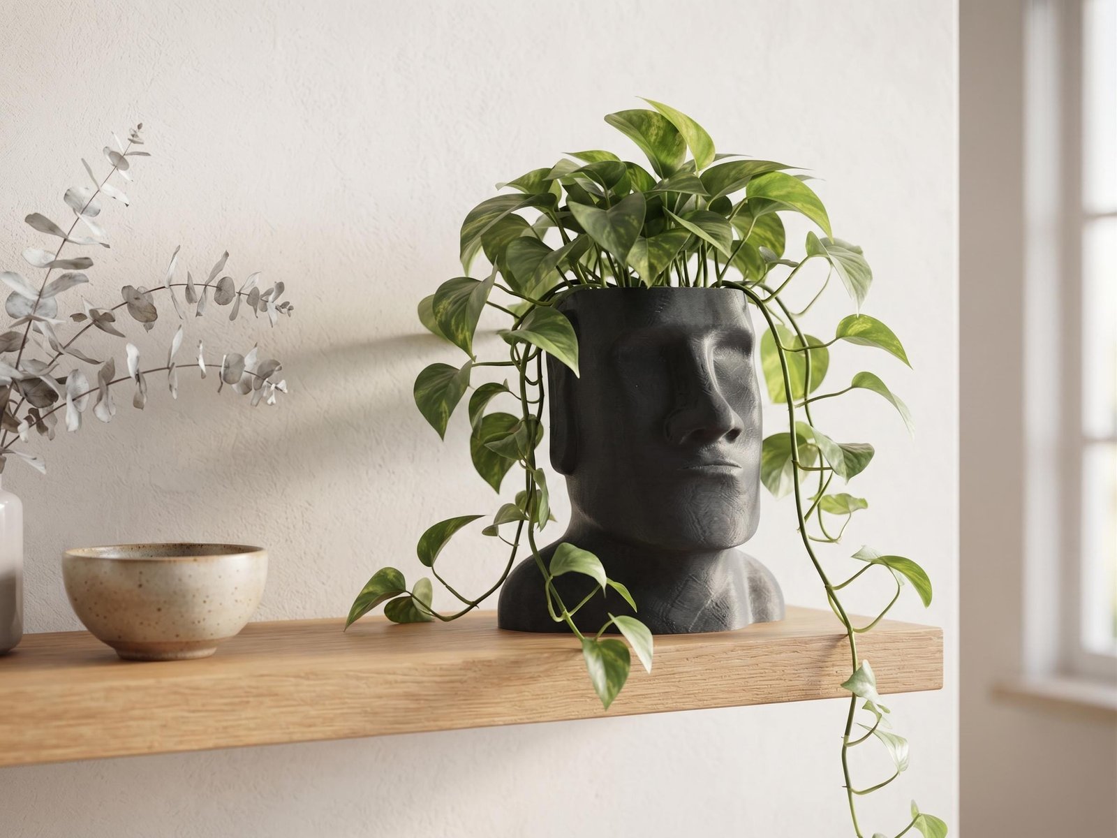 Moai Head Planter - 3D Printed Easter Island Statue Succulent Pot