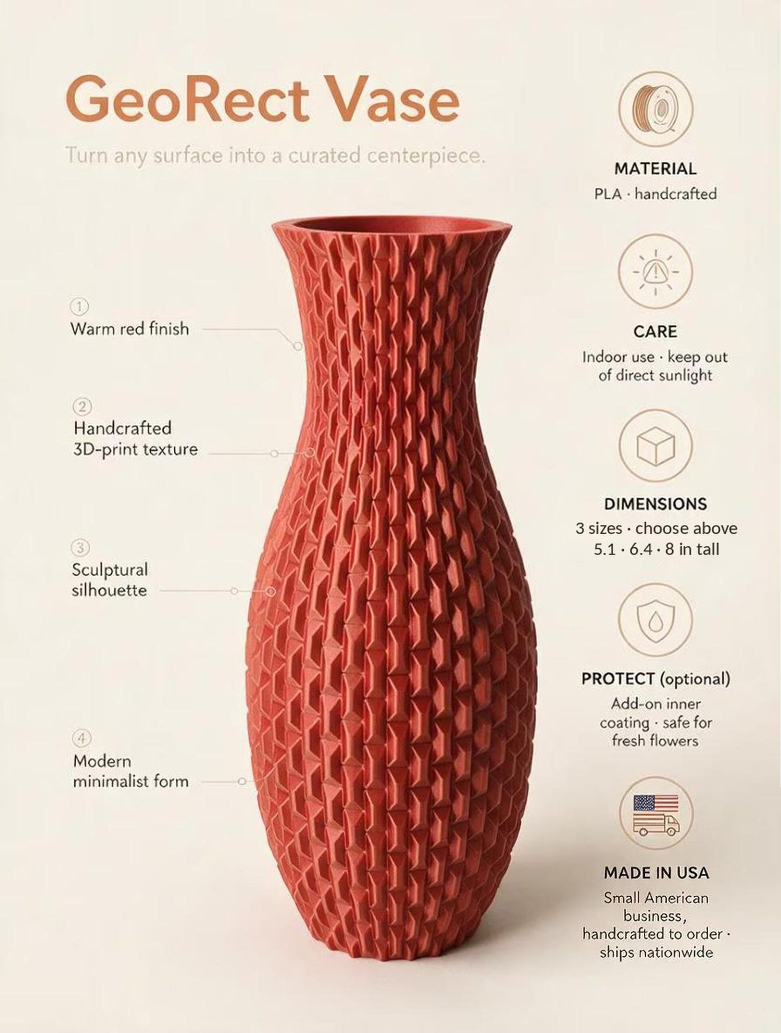 Terracotta Woven Scale Vase - 3D Printed Modern Boho Dried Flower Decor