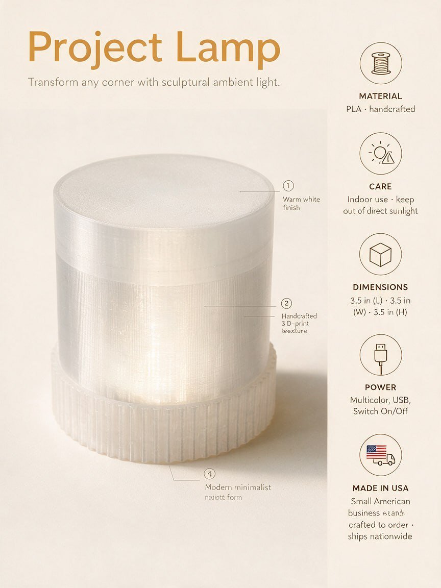 custom 3D printed lamp Miami — lamp, Lamp, LED light diffuser, Cylindrical container (photo 2)