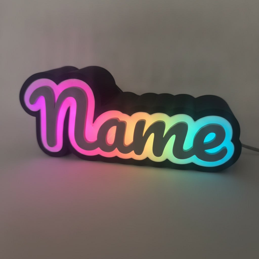 Personalized illuminated 3D printed LED name sign