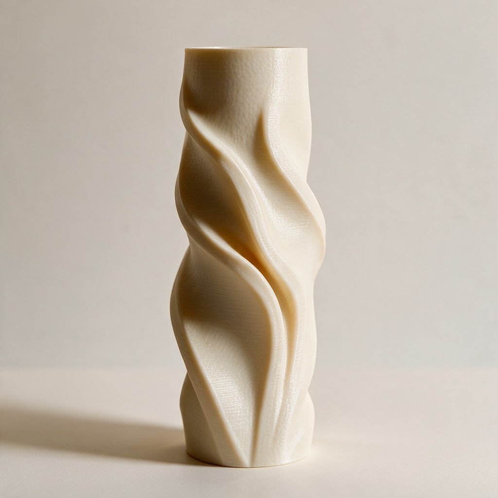 Decorative 3D printed spiral vase as an example of an indoor PLA use case