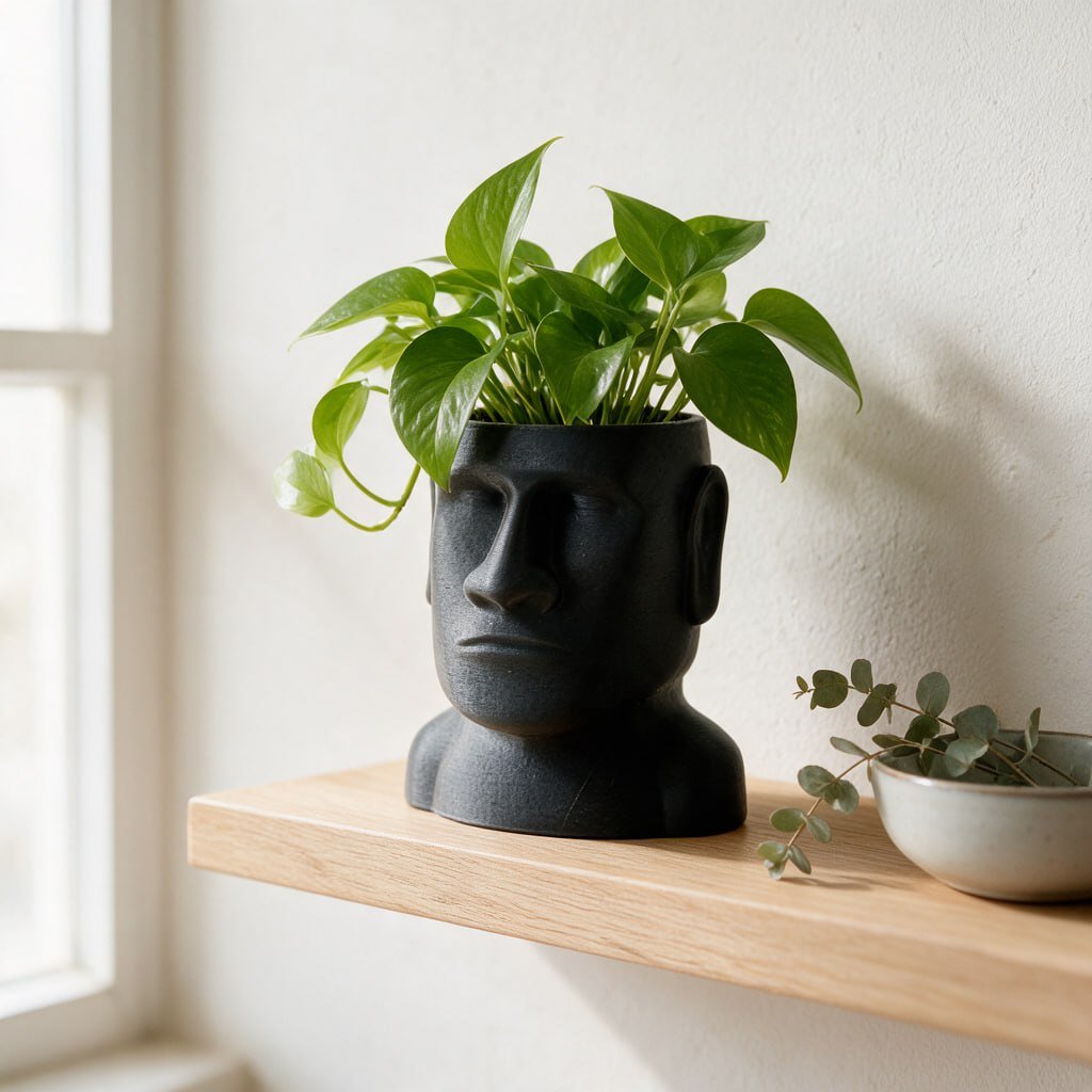 custom 3D printed Moai head planter Miami — planter, Moai-style figurine, Planter, Moai Head Planter (photo 3)