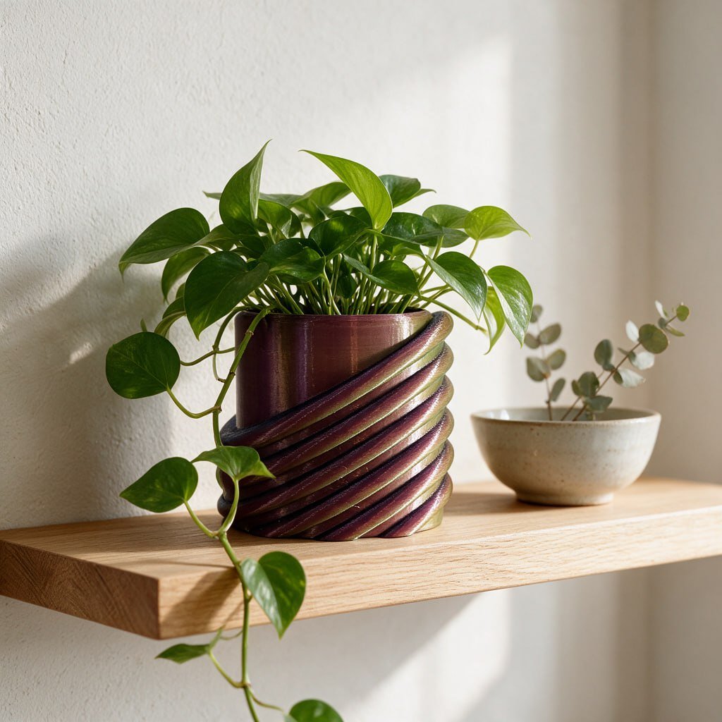 custom 3D printed planters Miami — Cylindrical container with spiral design, Cylindrical object, Plant Pot, planter, Planter, cylindrical object (photo 3)