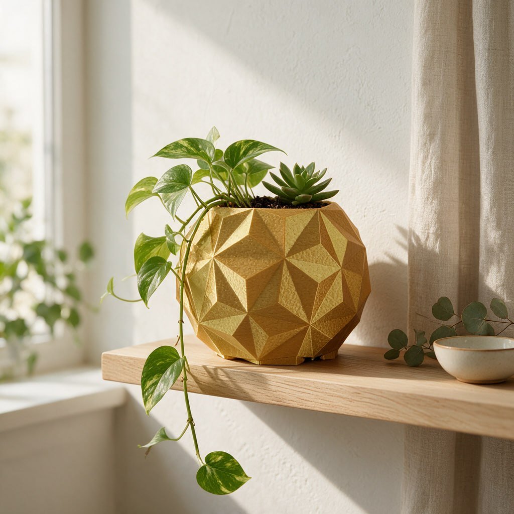custom 3D printed geometric planter — planter, Vase, geometric object (photo 4)