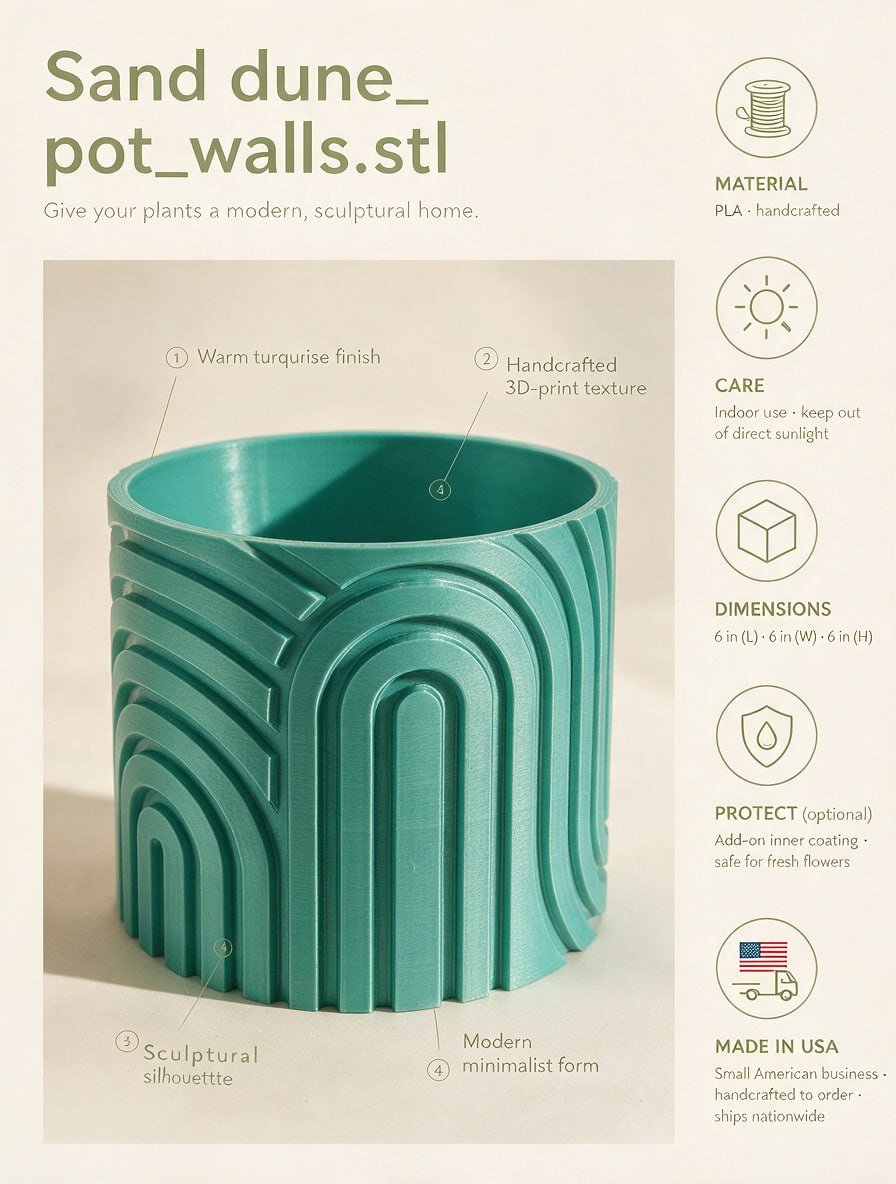 custom 3D printed planters Miami — Planter, Pot, cylindrical container or decorative holder, Cylindrical object, Cylindrical container, Cylindrical object with geometric patterns, Plant Pot (photo 2)