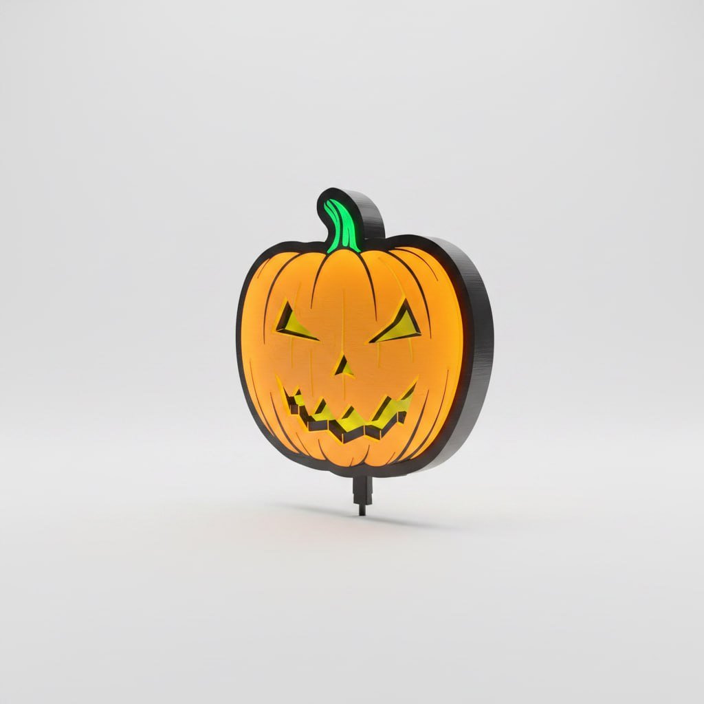 custom 3D printed Halloween pumpkin lantern — Pumpkin with carved face, Pumpkin Stake, Pumpkin-shaped decoration, Pumpkin-shaped light, Pumpkin decoration (photo 3)