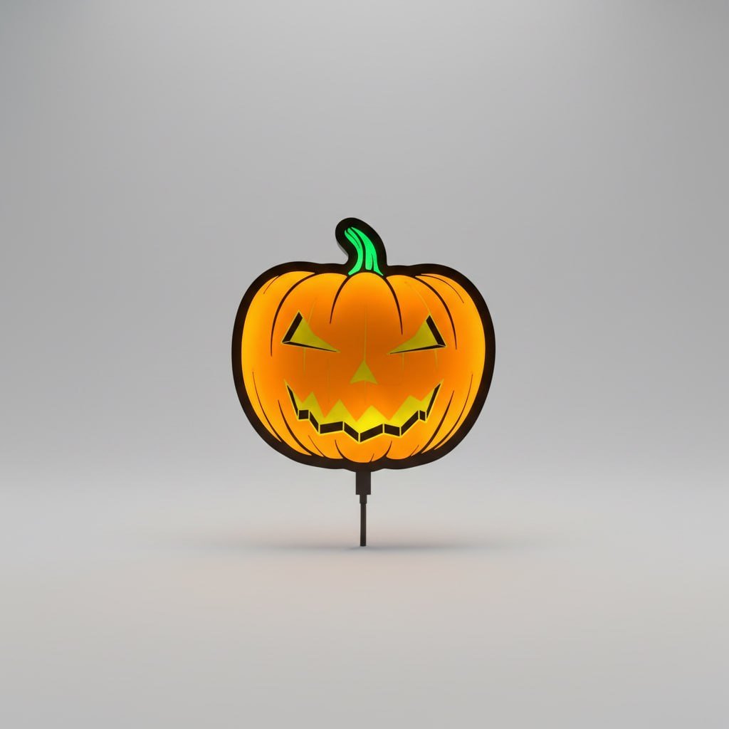custom 3D printed Halloween pumpkin lantern — Pumpkin with carved face, Pumpkin Stake, Pumpkin-shaped decoration, Pumpkin-shaped light, Pumpkin decoration (photo 2)