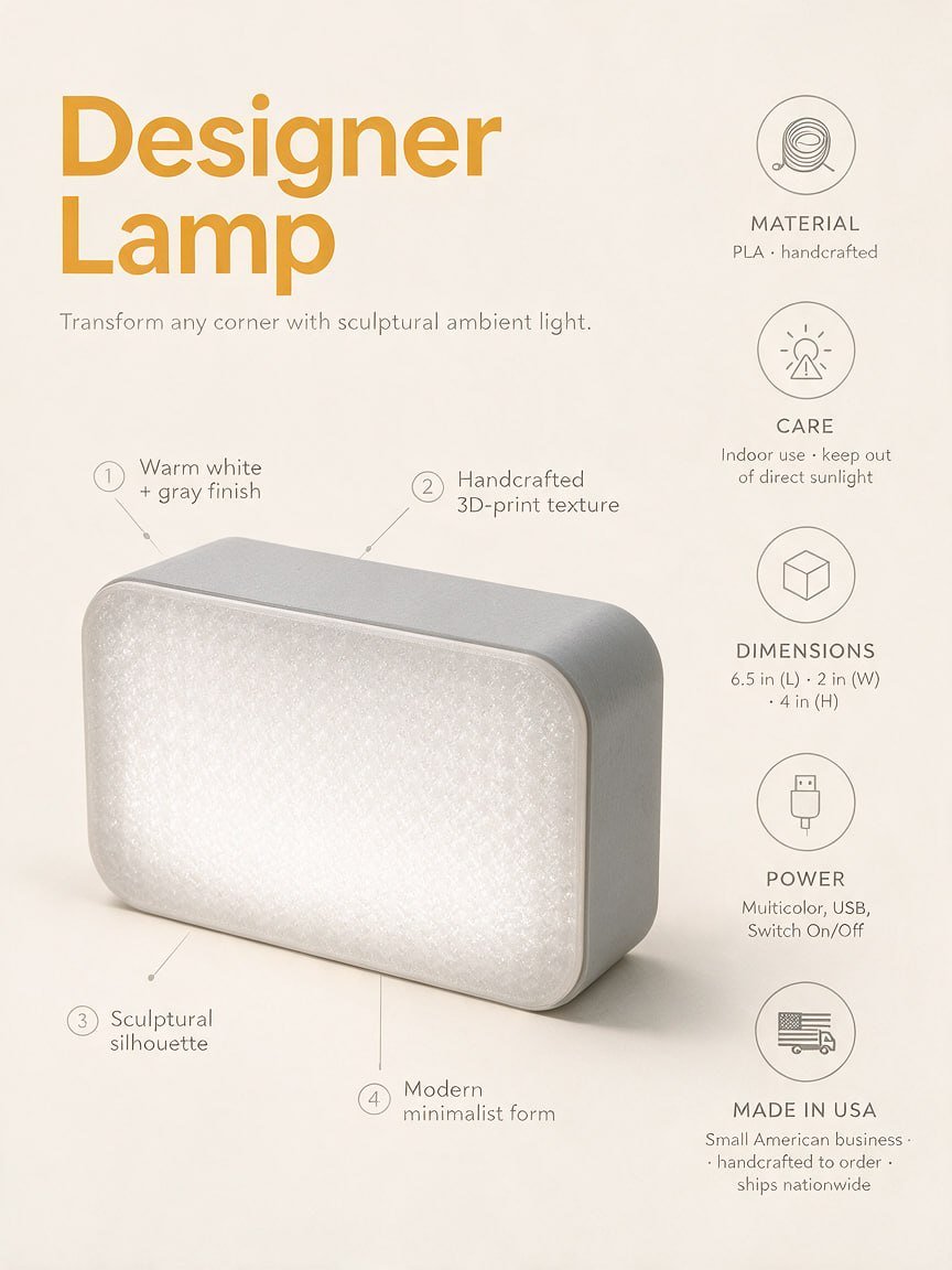 custom 3D printed lamp Miami — Lamp, Light Box, Electronic device, lamp, Tabletop lamp (photo 4)